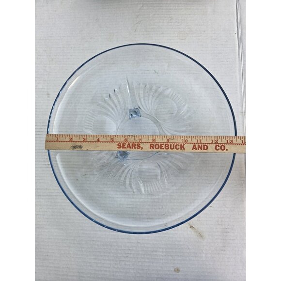 Paden City‎ 13.5" Blue Footed Console Bowl Compote Serving Tray "Maya" - Picture 11 of 16